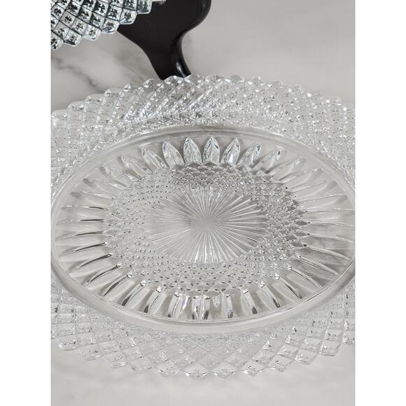 Fostoria Stratton Avon Salad Plates 8" Heavy America Lead Crystal Diamond Shaped - Picture 8 of 15